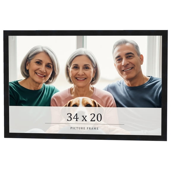 34x20 Frame Black Real Wood Picture Frame Width 0.75 inches | Interior Frame Depth 0.5 inches |