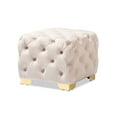 thumbnail image 1 of Baxton Studio Avara Glam and Luxe Light Beige Velvet Fabric Upholstered Gold Finished Button Tufted Ottoman, 1 of 5