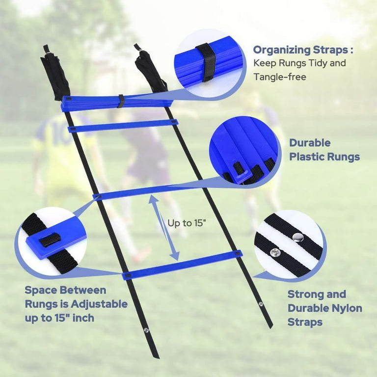 GHB Pro Agility Ladder Agility Training Ladder Speed 12 Rung 20ft with Carrying Bag Blue Walmart