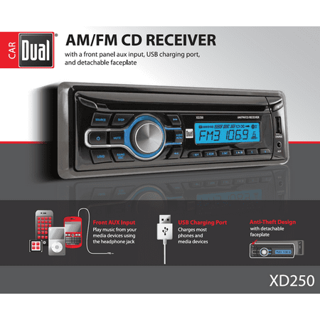 Dual Electronics Xd250 Detachable Lcd Single Din Car Stereo With