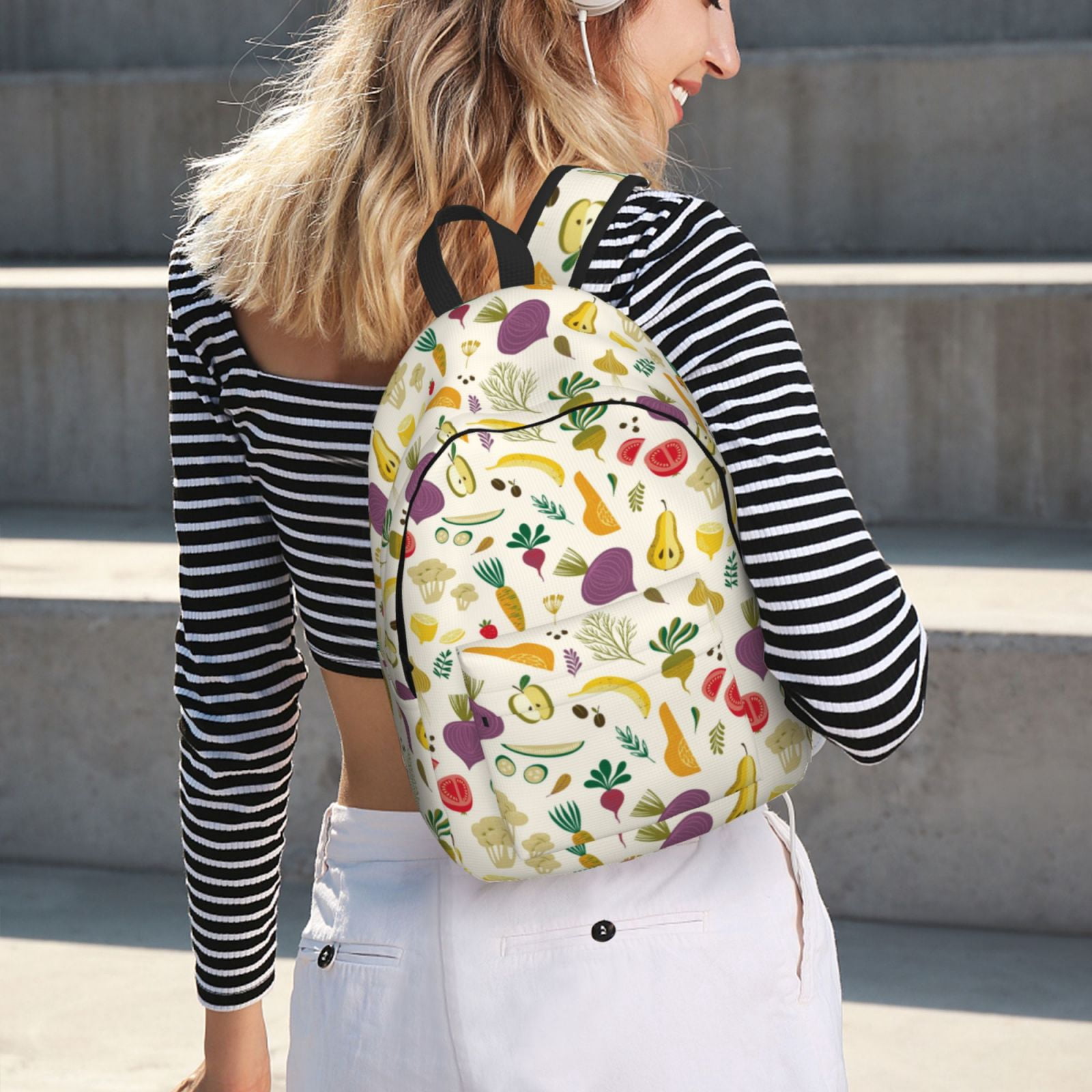 Travel Laptop Backpack - Vegetable Lightweight Canvas Backpack, Wear Resistant Computer Backpack Bag Fit {sizeName} Laptop for Men Women with Adjustable Padded Shoulder Straps