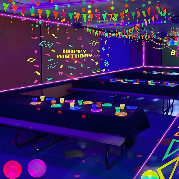 80FT UV Black Light Strip, 1440 LEDs 12V Flexible LED Glow Lights with Remote, Adjustable Brightness, Delay Off & 3 Light Modes, Indoor Party, Stage, and Event Lighting