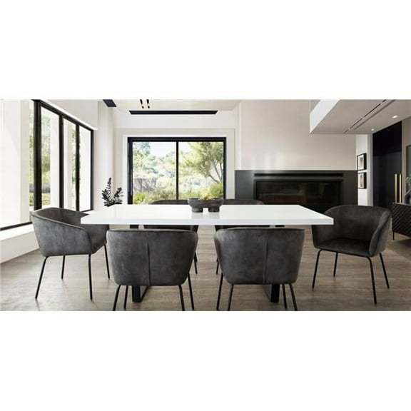 Avery Set of (2) Dining Chairs in Textured Grey Velvet with Black Metal Leg by Diamond Sofa