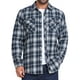 thumbnail image 1 of Camisas de hombre de ajuste slim con botones y bolsillo en colores contrastantes, de cuadros, de manga larga, en azul marino y blanco, 1 of 7