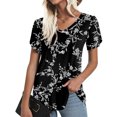 thumbnail image 2 of OAVQHLG3B Summer Tops for Women Casual Short Sleeve Print V-Neck T-Shirt Loose Casual Summer Tee Tops, 2 of 7