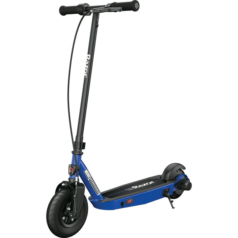 Razor Black Label E100 Electric Scooter - Blue, for Kids Ages 8+ and up 120 8" Pneumatic Front Tire, Up to mph & up to 35 mins of Ride
