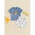 thumbnail image 2 of Nygoyerh Toddler Baby Boys Summer Outfits Cartoon Print Short Sleeve T-shirt with Wide Leg Shorts 2Pcs Infant Casual Short Pants Sets for Daily Vacation 6M 12M 18M 24M 3T, 2 of 9