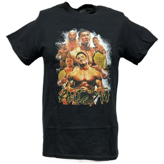 Batista Six Faces Mens Black T-shirt WWE