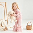 thumbnail image 5 of mgoYE Toddler Baby Girl Fall Clothes Waffle Long Sleeve Shirt Tops and Bell Bottoms Pants 2 Piece Outfits for Girls, 5 of 6