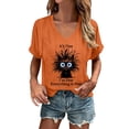 thumbnail image 3 of Trendfront Womens Funny Cat Graphic Tee Fashion V Neck Short Sleeve Tops Summer T Shirts Casual Slogan Print Weekend Relaxed Pullover Shirt, 3 of 5
