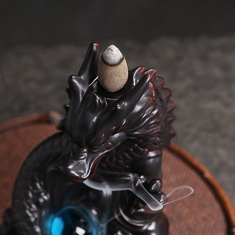 Dragon Incense Burner Ceramic Dragon Backflow Censer Incense Stick Holder Waterfall Burner for Tea Room Cafes Hotel Home Decoration