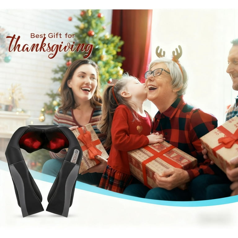 Naipo Neck Shoulder Massager with Heat, Deep Tissue Kneading, 3D