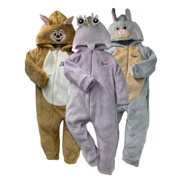 Paquete 3 Mamelucos sin pie con Gorro Bordado Disney Dale, Boo, Thumpper Talla 3x años Disney Pijamas para Niños