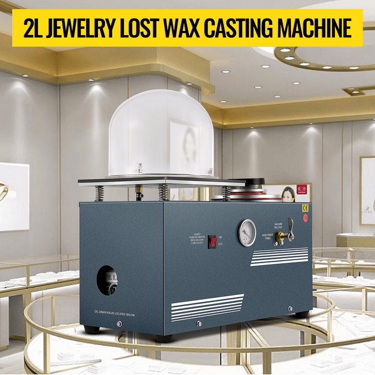 VEVORbrand 2L Jewelry Vacuum Investing Casting Machine 1/2 HP, 3 CFM Lost Wax Cast Combination 2L with A 9 inch x 8 inch Bell Jar for Jewelry Casting