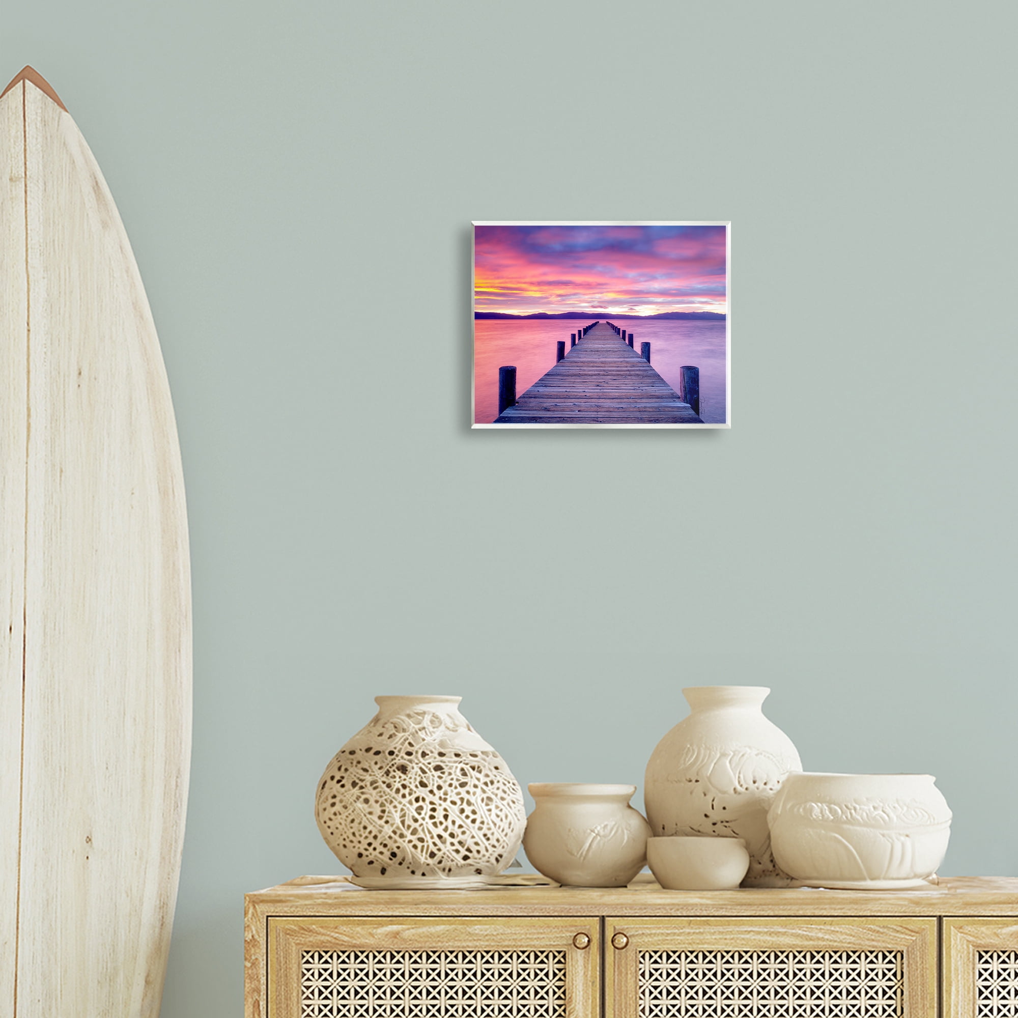 Stupell Industries Purple Sunset Dock Landscape Photography Unframed Art Print Wall Art, 14 x 11