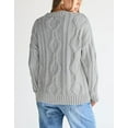 thumbnail image 3 of Sweaters for Women Crew Neck Cable Knit Sweater Ribbed Long Sleeve Knitted Pullover Sweater Alsol Lamesa, 3 of 4