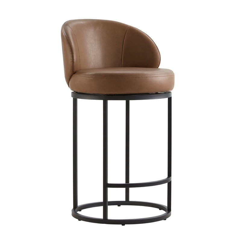 CHITA Upholstered Swivel Counter Bar Stool with Metal Frame and Arched Back
