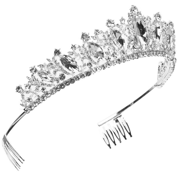 KAKOWELY Corona de novia con peine de cristal, aro para el pelo con diamantes de imitación, tocado de novia, banda para el pelo de boda