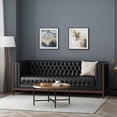 thumbnail image 2 of Noble House Tamarisk Sofa, Midnight Black and Espresso Faux Leather, 2 of 12