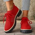 thumbnail image 2 of Womens Shoes,Lace Up Casual Sneakers Breathable Platform Shoes Fashion Athletic Flat Walking Footwear Lightweight Comfortable Everyday Wear,Shoes for Women,Red,7.5, 2 of 9