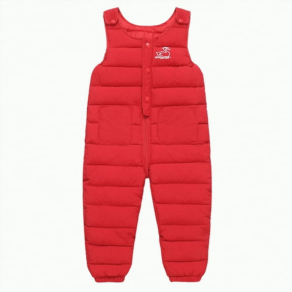mgoYE Toddler Boys Girls Snow Pants Kids Snow Suit Puffer Winter Warm Zip Up Baby Snowsuit Waterproof One Piece Bib Overalls(Red,18-24 Months)