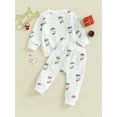 thumbnail image 4 of Suealasg 2PCS Kids Girls Boys Christmas Outfits Clothes Toddler Long Sleeve Snowman Print Sweatshirt Sweatpants Sets 3M 6M 9M 12M 18M 24M 2T 3T Baby Girls Casual Fall Clothes, 4 of 9