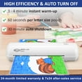thumbnail image 2 of 9-Inch Thermal Laminator, 3–5 Mil, 3-Min Warm-Up, Compact Lamination Machine with 10 Pouches, Jam Release Lever, Auto Shut-Off, One-Touch Operation for Home, Office, School, 2 of 4