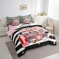thumbnail image 3 of Manfei Girl Perfume High Heels 7-Piece Twin Bedding Sets,Geometric Stripe Aesthetic Bedding Comforter Set,Pink White Black Sheet Sets For Girls Kids,Microfiber Bedroom Decor Reversible, 3 of 8