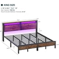 thumbnail image 2 of iSunirm King Size Bed Frame with Charging Station and Led Lights, Storage Headboard, No Box Spring Needed, Noise-Free, Rusty Brown, 2 of 8