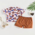 thumbnail image 2 of PENGXIANG Jour de l'Indépendance Garçons Vêtements d'Été Manches Courtes Col Rabattu Tops Shorts Ensembles, 2 of 6