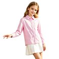 thumbnail image 5 of FYDUU Kids Boys Girls Long Sleeve Striped Shirt Turndown Collar Button Down Shirts Fall Back To School Shirt Formal Children's Tops 3-4 Years, 5 of 6