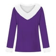 thumbnail image 4 of Women's V Neck Long Sleeve Tops Shirts Blouses Crewneck Loose Fit Solid Color Soft Casual Daily Wear Business Office Vacation Fashion Essential Gift for Women | Sopatenor,Purple XL, 4 of 8