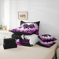 thumbnail image 4 of Erosebridal Purple Bow Tie Bedding Queen Size, Abstract Geomrtry Bedding Sets Queen Size, Princess Style Decor, Reversible, 4 of 5