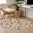 thumbnail image 4 of Round Area Rug 3.3 Ft, Tan Coffee Washable Non-Slip Circle Carpet for Living Room/Bedroom, Vintage Latte Cafe Books Leaves Flowers Theme Low-Profile Small Kitchen Mats Collection Rugs for Indoor, 4 of 8