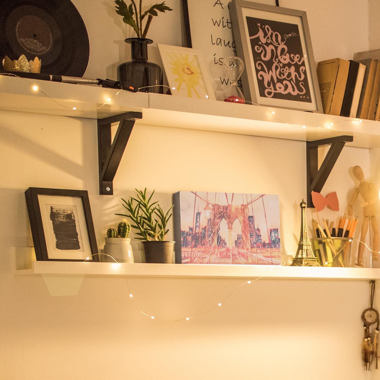 17ft Silver Wire Indoor Battery Operated 45 LED Integrated Fairy String Lights, LED Integrated Fairy String Lights