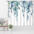 thumbnail image 2 of Teal Eucalyptus Botanical Leaves Floral Window Curtains Blue Watercolor Turquoise Flower Plant Wildflower Farmhouse Curtain Drapes Herb Curtains for Bedroom Living Room Treatment 42Wx63H Inch, 2 of 6