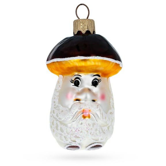 Wise Grandpa Mushroom Glass Christmas Ornament