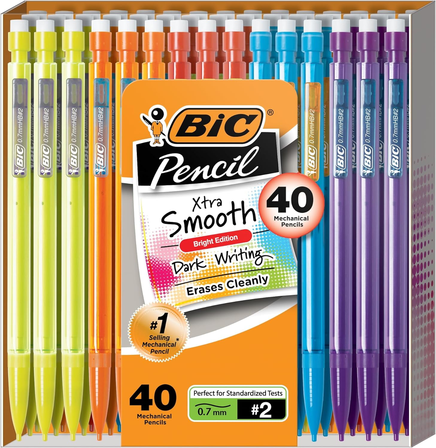 Xtra-Smooth Mechanical Pencils With Erasers (Mpce40-Blk), Bright Edition Medium Poi[3]