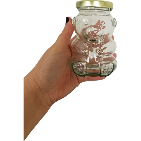1  9 oz Glass Bear Jars with White Lids for , Candies, Piggy Banks