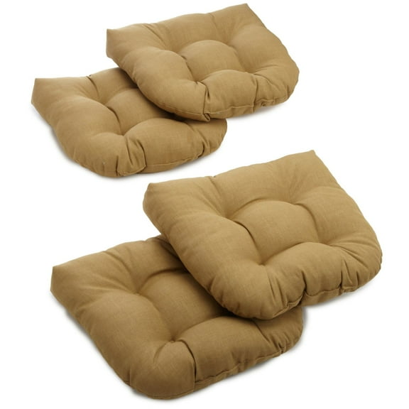 19-inch U-Shaped Spun Polyester Outdoor Tufted Dining Chair Cushions (Set of 4)-Color:Wheat