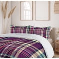 thumbnail image 6 of Ambesonne Checkered Duvet Cover Sets, Vintage Purple Retro, 2-Queen, Cream Blue Purple, 6 of 7