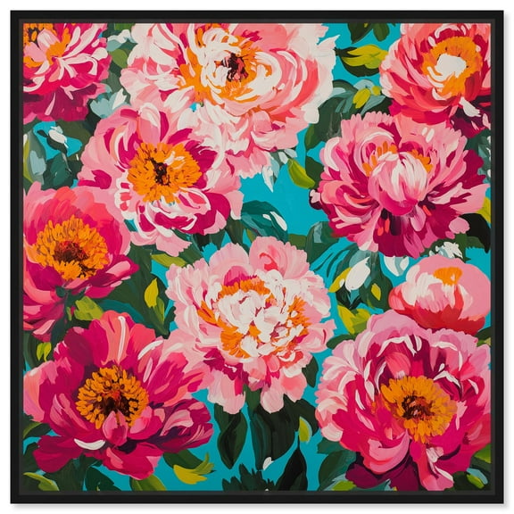 Maximalist Bloom Canvas Maximalist Wall Art by Art Remedy, Black Frame, 12 x 12