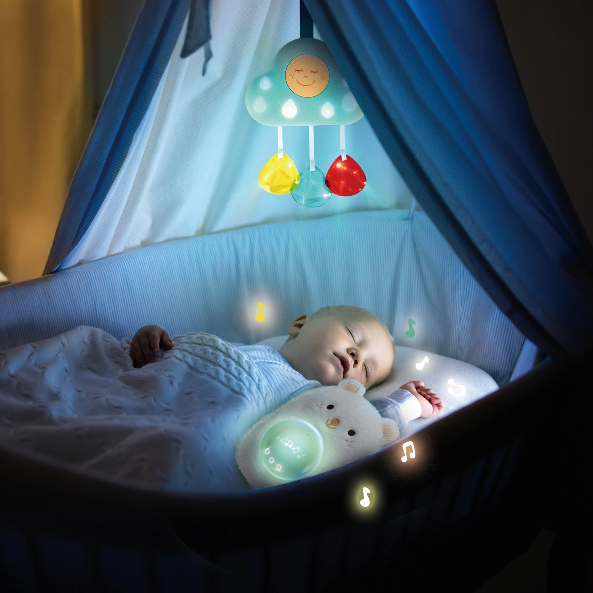 Hape My Music Pal-Huggy Bobo - Peluche Con Macchina Del Suono Bianco E Luci Per Neonati (0+ Mesi)