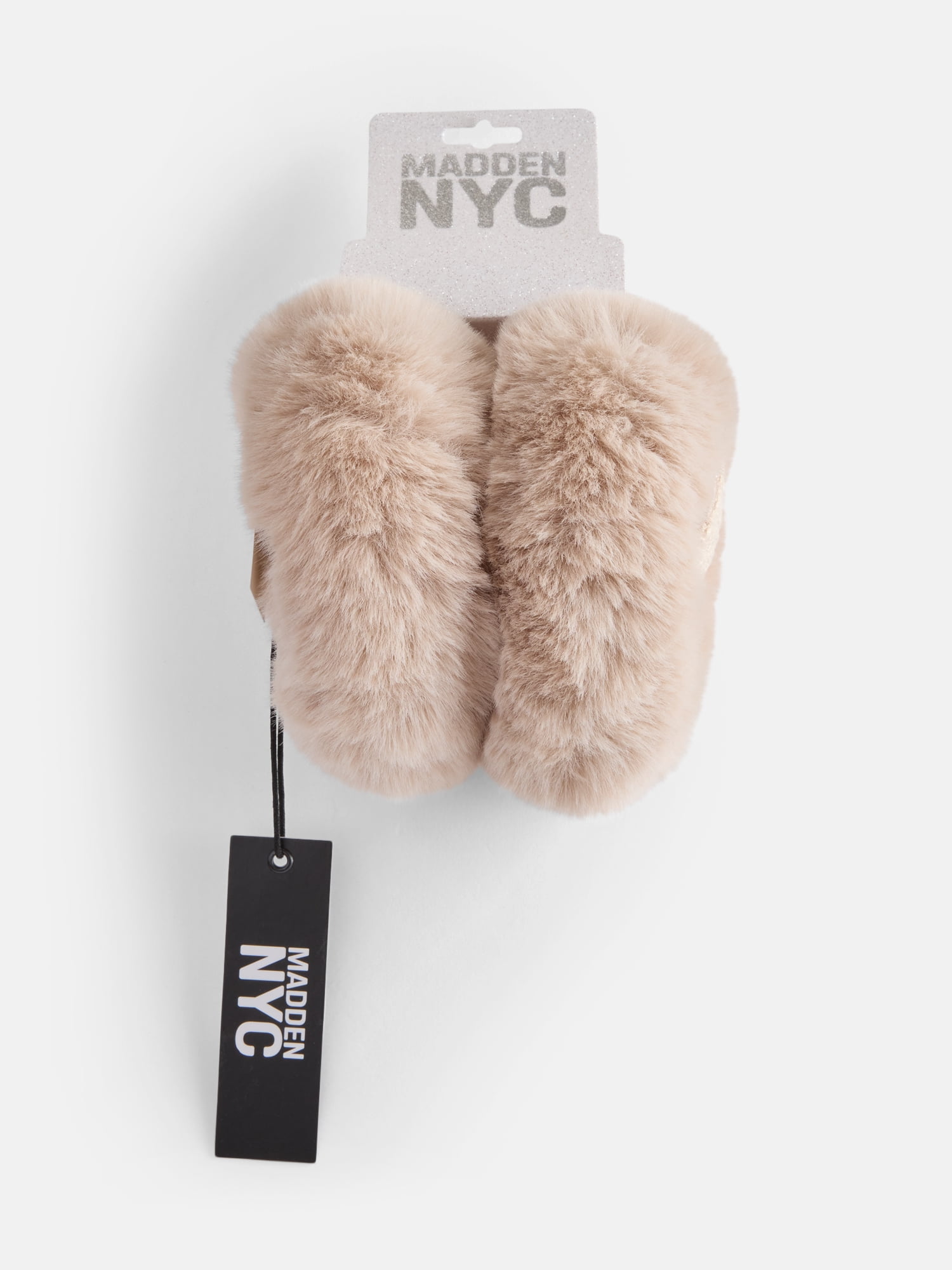 MNYC Women's Boucle Sequin Trim Earmuff, Tan