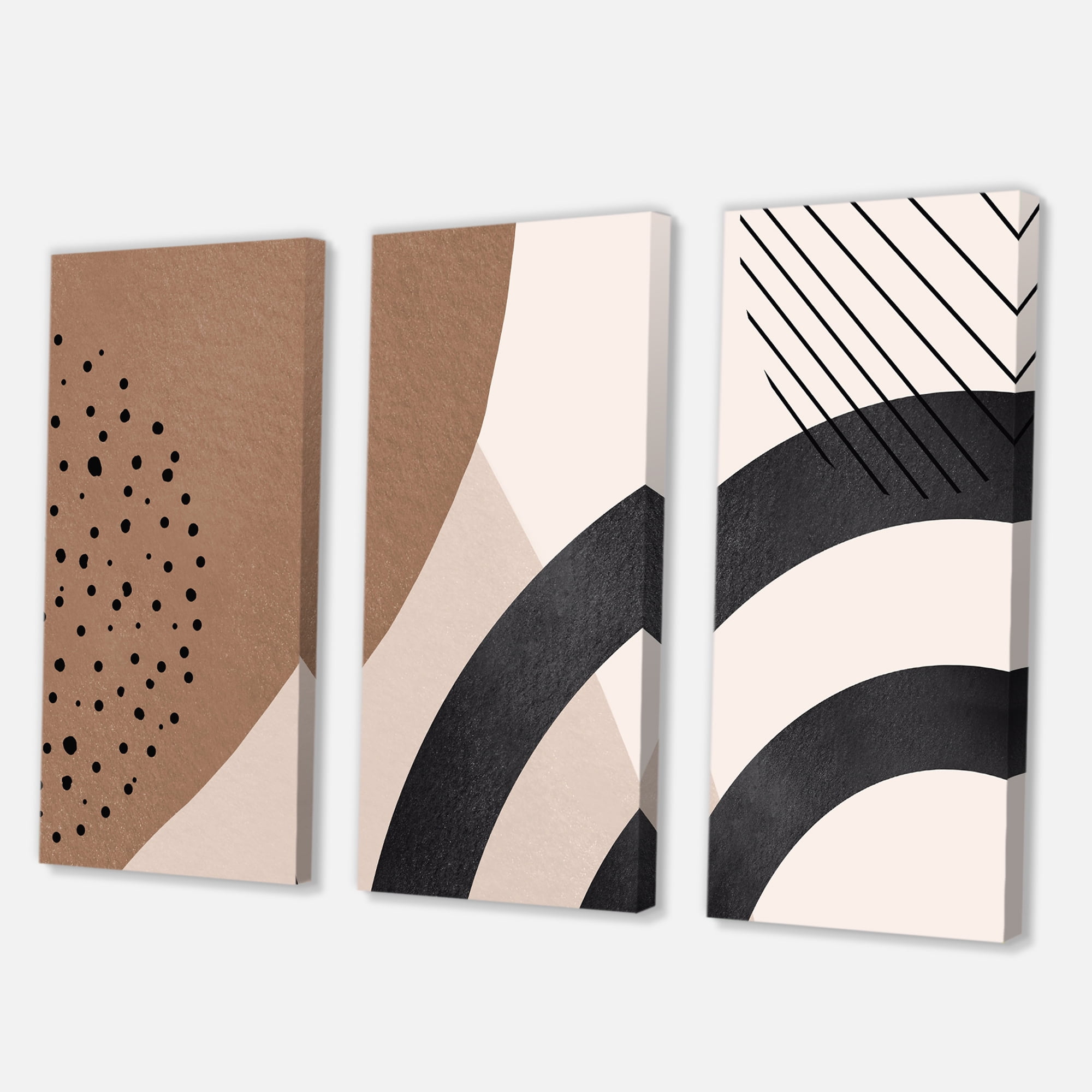 Designart ' Abstract Ivory Shapes and Shapes in Terracotta III ' Modern Canvas Wall Art Print
