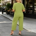 thumbnail image 6 of akafmk Plus Size Womens 2 Piece Sets Summer Outfits V Neck Short Sleeve T-Shirts and Wide-Leg Pants Matching Loungewear Set Sleepwear Soft Fashions Clothes, 6 of 7