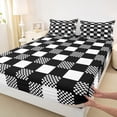 thumbnail image 3 of Homewish Black White Grid 3pcs Twin Sheet Sets For Kids Children Teens,Geometric Buffalo Twin Fitted Sheet,Minimalist Abstract Breathable Flat Sheet,Microfiber Bedroom Decor, 3 of 7