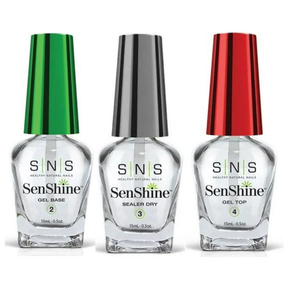 SNS SenShine Bases & Sealers - Gel Base,Sealer Dry ,Gel Top ( 3 Bottle Set - 0.5 oz each )
