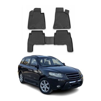 SMARTLINER Custom Fit Floor Mats - 2 Row Liner Set Black For 2013-2018 Hyundai Santa Fe & 2019 Santa Fe XL