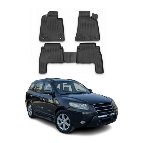 OMAC Floor Mats Liner for Hyundai Santa Fe 2007-2012 Black TPE All-Weather 4 Pcs